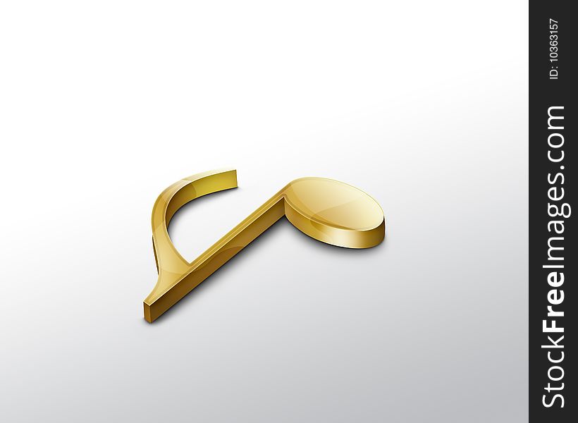 Beautiful golden 3d Music note