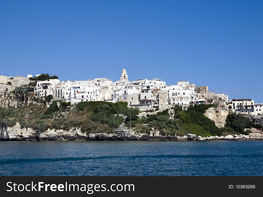 The old city of Vieste, in Gargano (Puglia), south Italy. The old city of Vieste, in Gargano (Puglia), south Italy