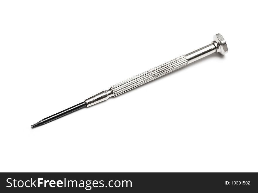 Jeweller's screwdriver on isolated white background. Jeweller's screwdriver on isolated white background