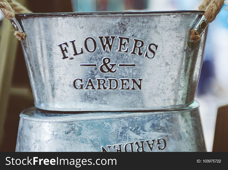 Gray Steel Flower and Garden Bucket