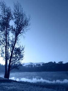 Blue Morning By The Lake Royalty Free Stock Image Blue Morning By The Lake Royalty Free Stock Image