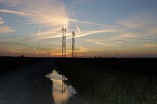 Power Lines At Sunset Stock Photo Power Lines At Sunset Stock Photo
