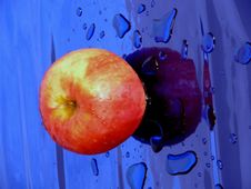 Apple With Drops Of Water Stock Image