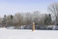 Lighthouse On Frozen Pond Stock Image Lighthouse On Frozen Pond Stock Image