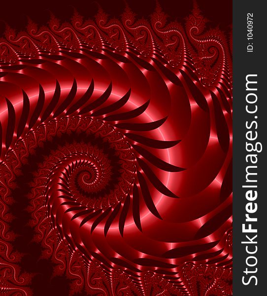 Abstract image resembling a serpent in metallic red. Abstract image resembling a serpent in metallic red