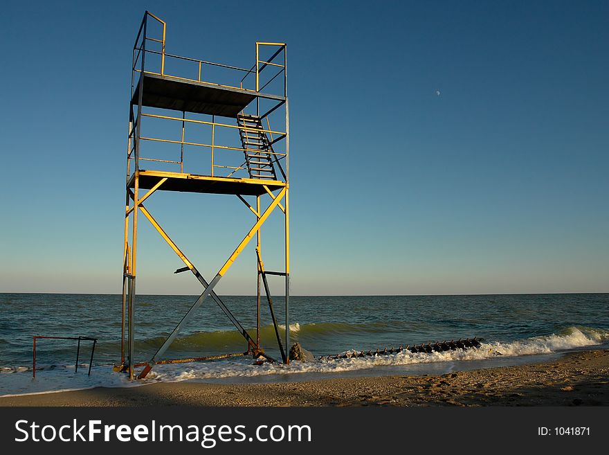 Observation tower on the beach.