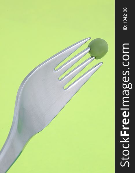Pea on a fork. Pea on a fork