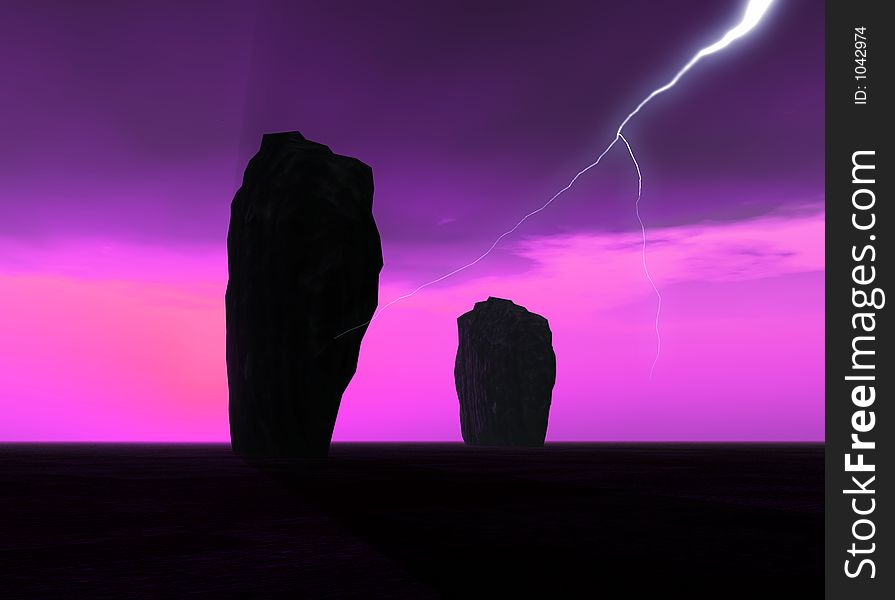 A flash of lightning next to some standing stones. A flash of lightning next to some standing stones..