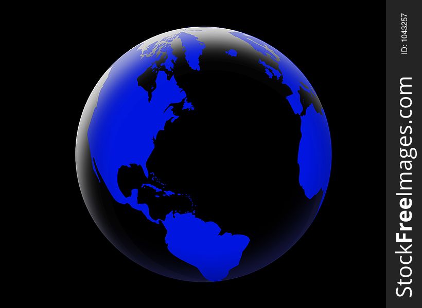 Computer generated Shiny globe on black background