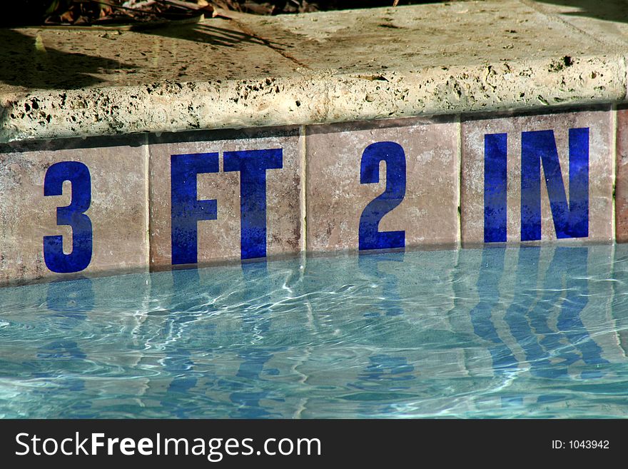 Pool letters indicating the depth of the water. Pool letters indicating the depth of the water