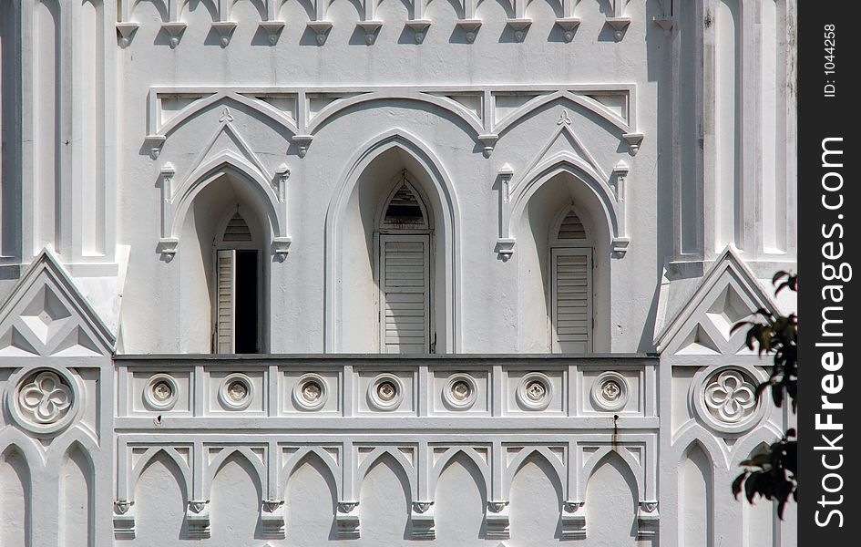 A close up view of the tower of St Andrew cathedral in Singapore. A close up view of the tower of St Andrew cathedral in Singapore