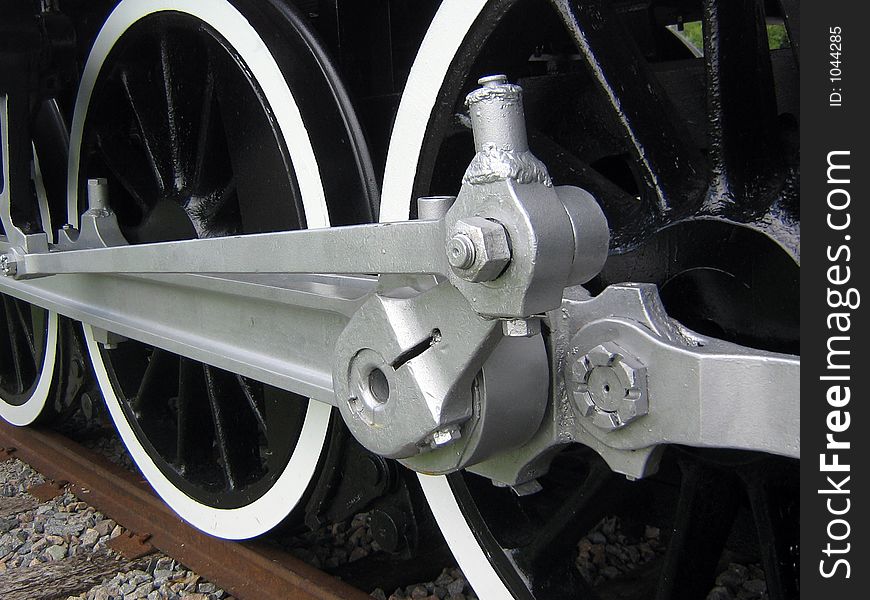 Gears connecting a trains wheels. Gears connecting a trains wheels