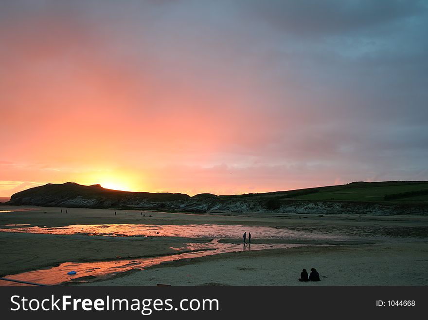 View from a beach in Porth, Cornwall. View from a beach in Porth, Cornwall