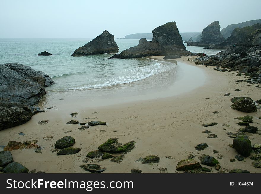 View from a beach in Porth, Cornwall. View from a beach in Porth, Cornwall