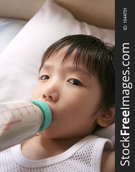 Boy drinking milk