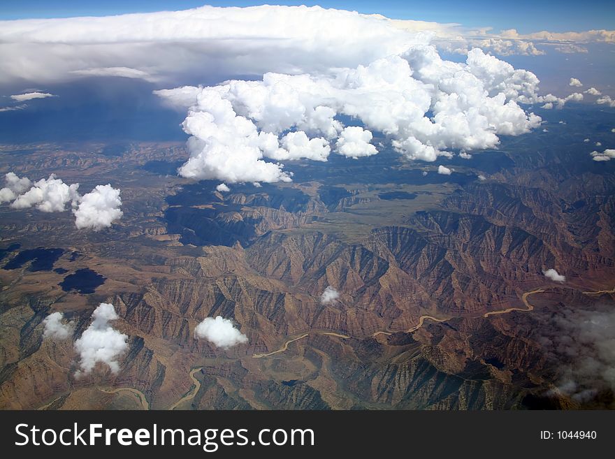 Clouds over a canyon landscape