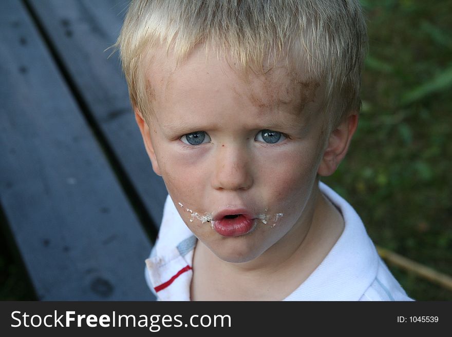Lukas after tasting ice cream. Lukas after tasting ice cream