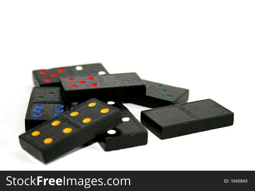 Black domino bricks in white background