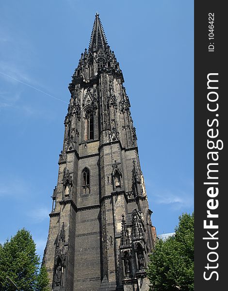 Ruin of St. Nikolai church in Hamburg, Germany