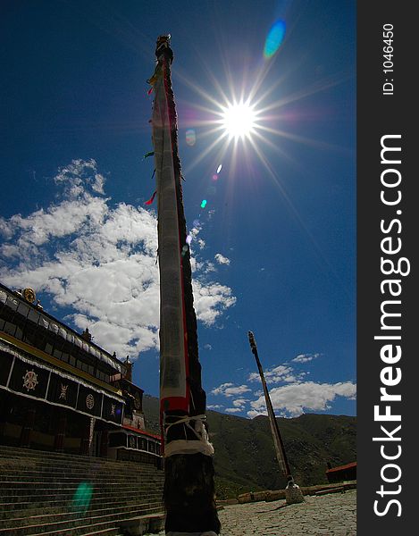 Prayer Poles at Drepung Monastery, Tibet