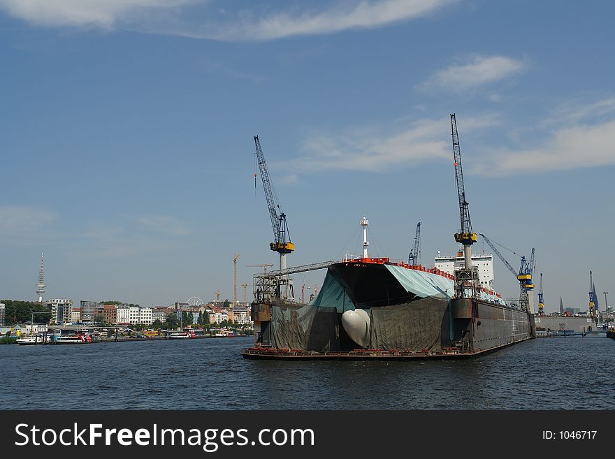 Floating dock in Hamburg harbor, Germany