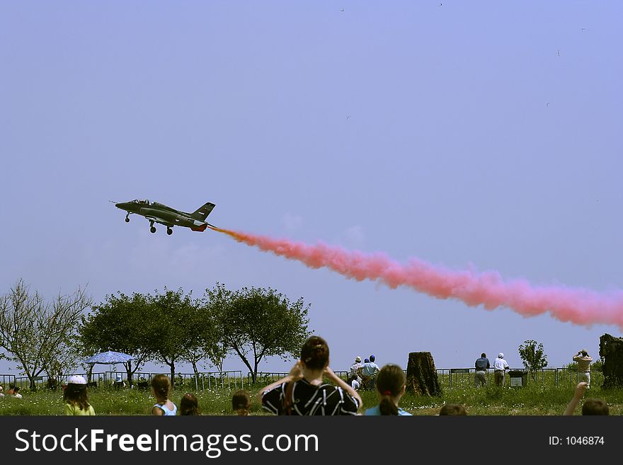 Jet aircraft during take-off at an air show