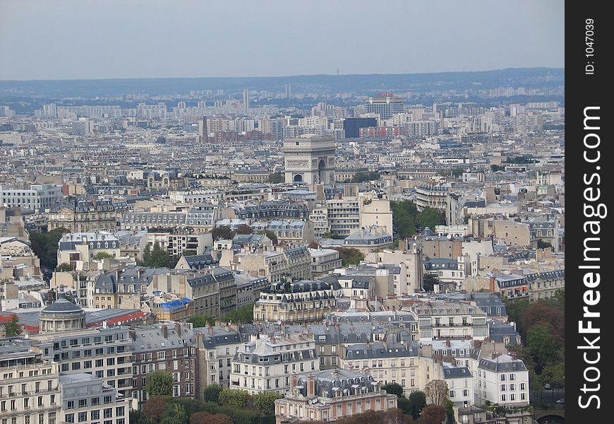 Arc de Triumph as seen from the Eiffel Tower.