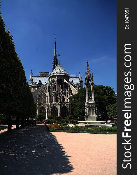 Back of Notre Dame cathedral, Paris, France