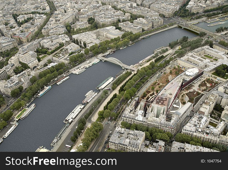 View From Eiffel Tower In Paris, The Seine River