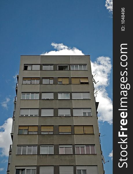 A lone building and a wast sky. A lone building and a wast sky