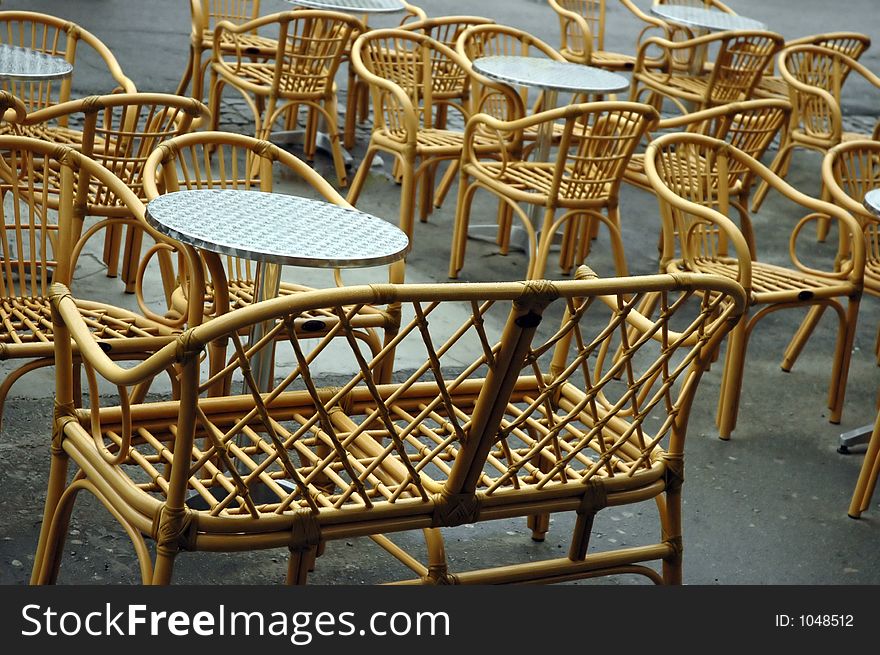 Coffee bar chairs and tables