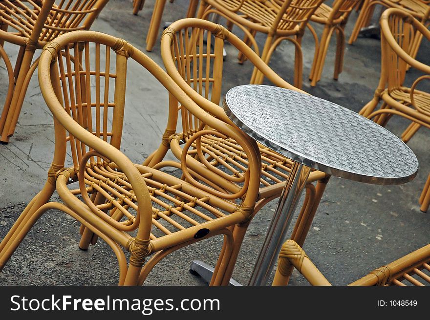 Coffee bar chairs and tables