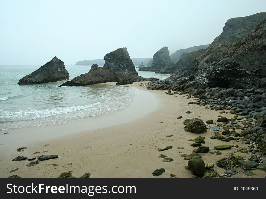 View from a beach in Porth, Cornwall. View from a beach in Porth, Cornwall