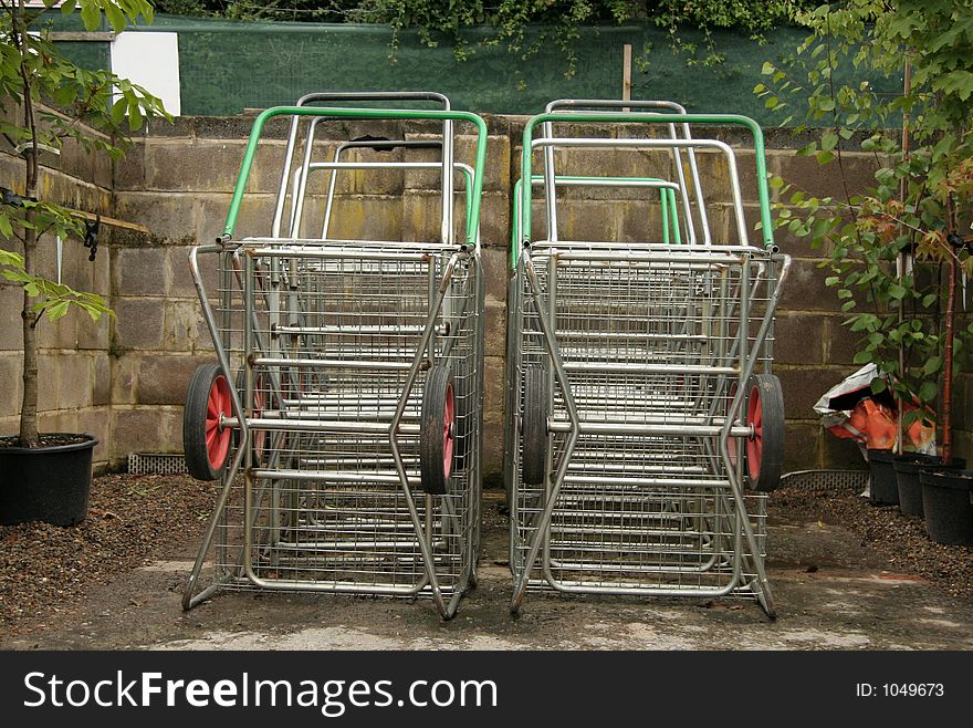 Lined up waiting for the next customer the plant trolleys are amust for any shopper walking around a garden centre