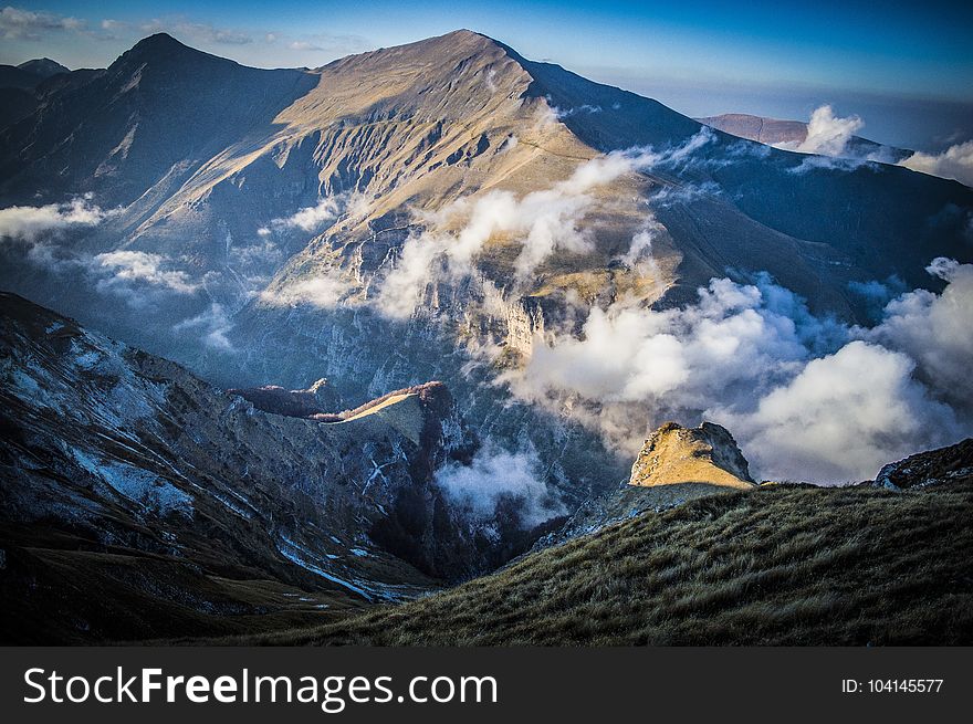 Aerial-photo of Mountain With Clouds