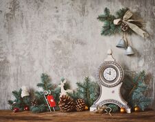 Christmas Decoration On Concrete Wall Stock Photography