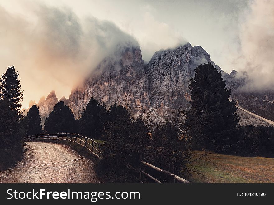 Grey Mountain Near Trees