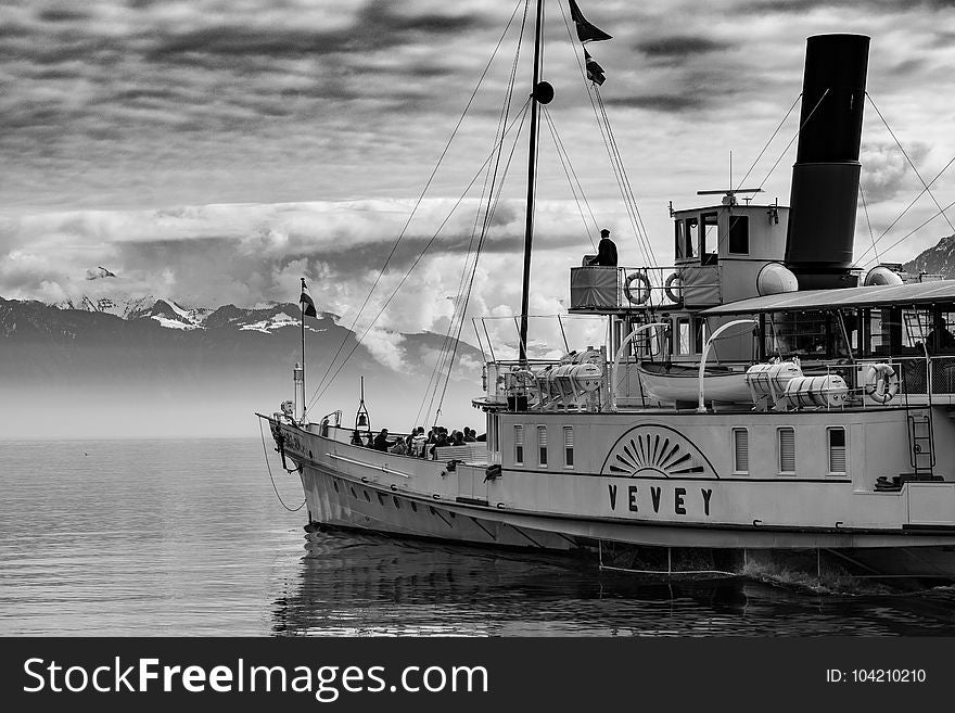 Grayscale Photography of Yevey Sail Boat