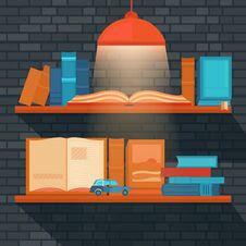 Vector Illustration Of Bookshelf. Royalty Free Stock Images