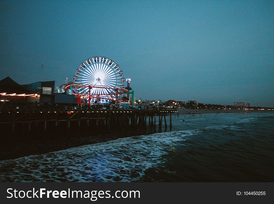 Ferris Wheel Lit during Night Time