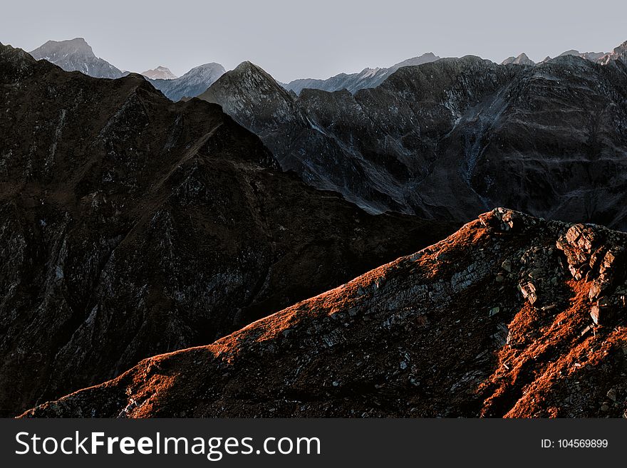 Rocky Mountain Under Gray Clouds