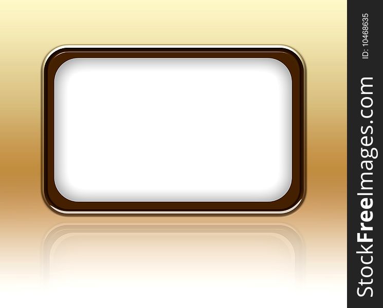 Illustration of blank modern rectangular frame reflecting on brown background with copy space. Illustration of blank modern rectangular frame reflecting on brown background with copy space.