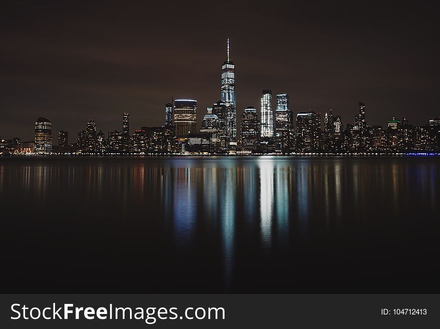 Panorama of a City during Night Time