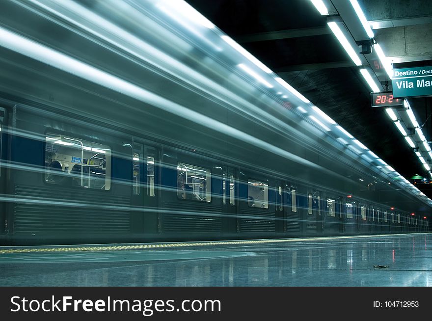 Time Lapse Photography Of Train In Train Station