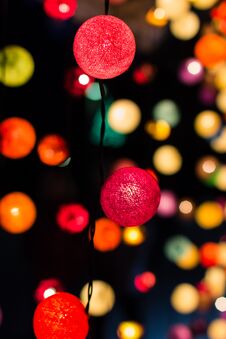Colored Christmas Garland Lights On Black Background. Merry Christmas And Happy New Year Royalty Free Stock Images