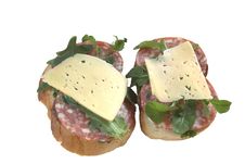 Two Sandwiches With Salami Sausage Royalty Free Stock Photo Two Sandwiches With Salami Sausage Royalty Free Stock Photo