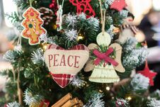 Merry Christmas And Happy New Year. Happy Holidays. Christmas Tree. Heart With Inscription Peace Royalty Free Stock Images