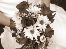 Bride Holding Her Wedding Bouquet Against Her Dress Royalty Free Stock Image Bride Holding Her Wedding Bouquet Against Her Dress Royalty Free Stock Image
