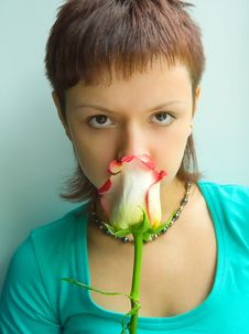 Girl With Rose Stock Images