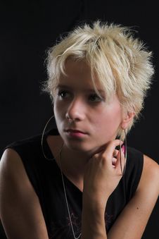 Portrait Of Beautiful Young Sexy Woman On Black Background Stock Photos Portrait Of Beautiful Young Sexy Woman On Black Background Stock Photos